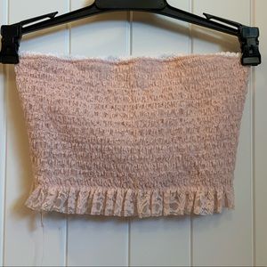 NWT Free People tube top XS pink lace trim